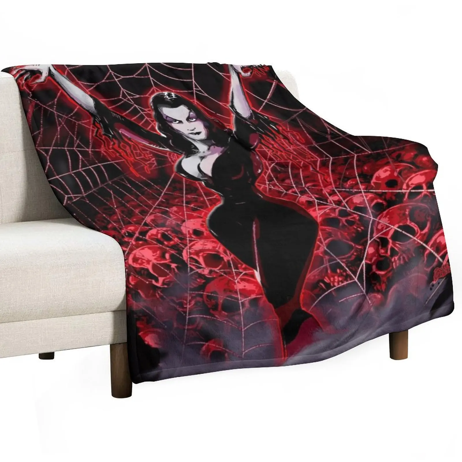 Vampira Spider web gothic Throw Blanket blankets ands Flannel Blankets