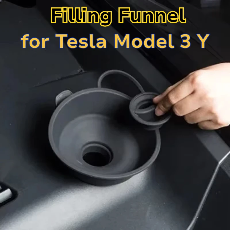 ل تسلا نموذج 3 Y اكسسوارات الزجاج ممسحة المياه ملء قمع حشو بلدي 2025 الموسع مانعة للتسرب الزجاج الأمامي أجزاء السيارات سيليكون