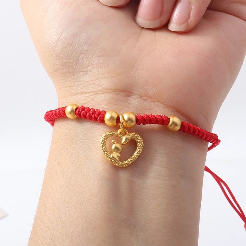 2025 Snake Year Lucky Red Rope Bracelet Chinese Style Zodiac Snake Braided Hand Chain Women Fashion Jewelry Xmas New Year Gift