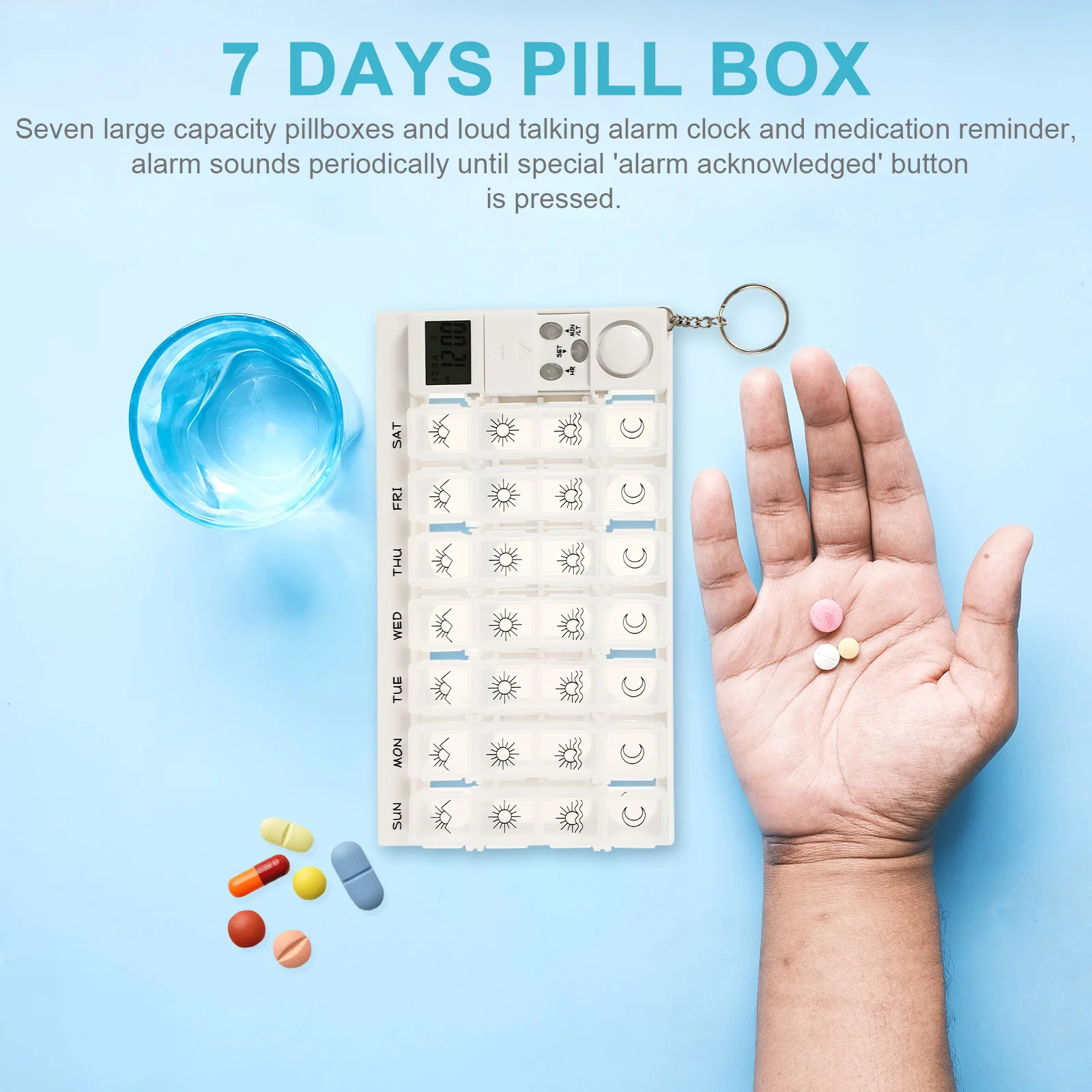 Days Compartments Medicine Box With Groups Alarm Reminder LCD Digital Weekly Pill Box Pill Vitamin Storage Box