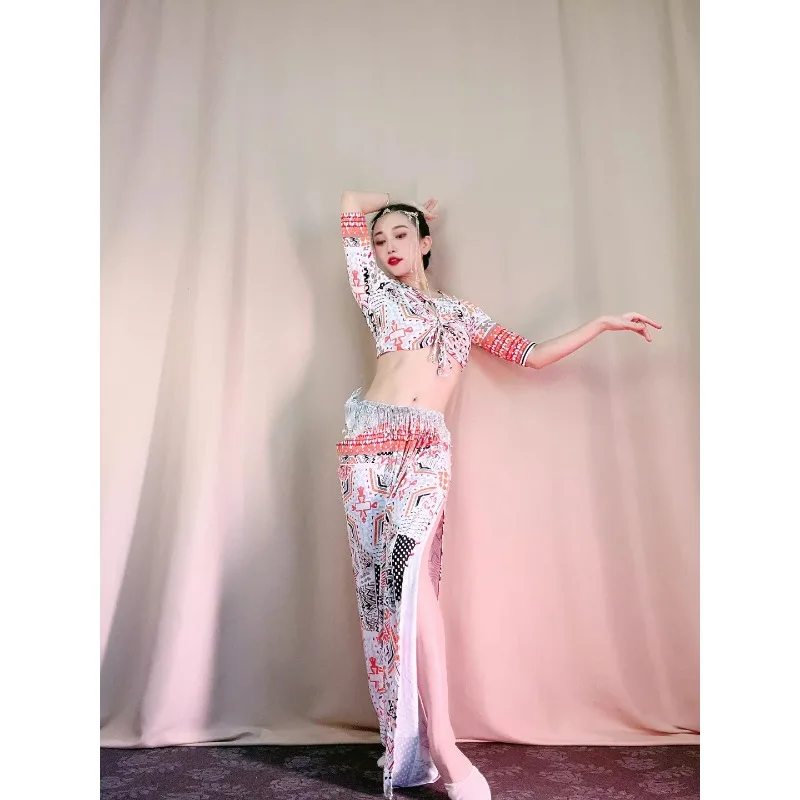 Costumi di danza del ventre personalizzati Abiti da ballo orientale Abiti da pratica Gonna lunga modale per principianti Set di colori Abbigliamento da lezione