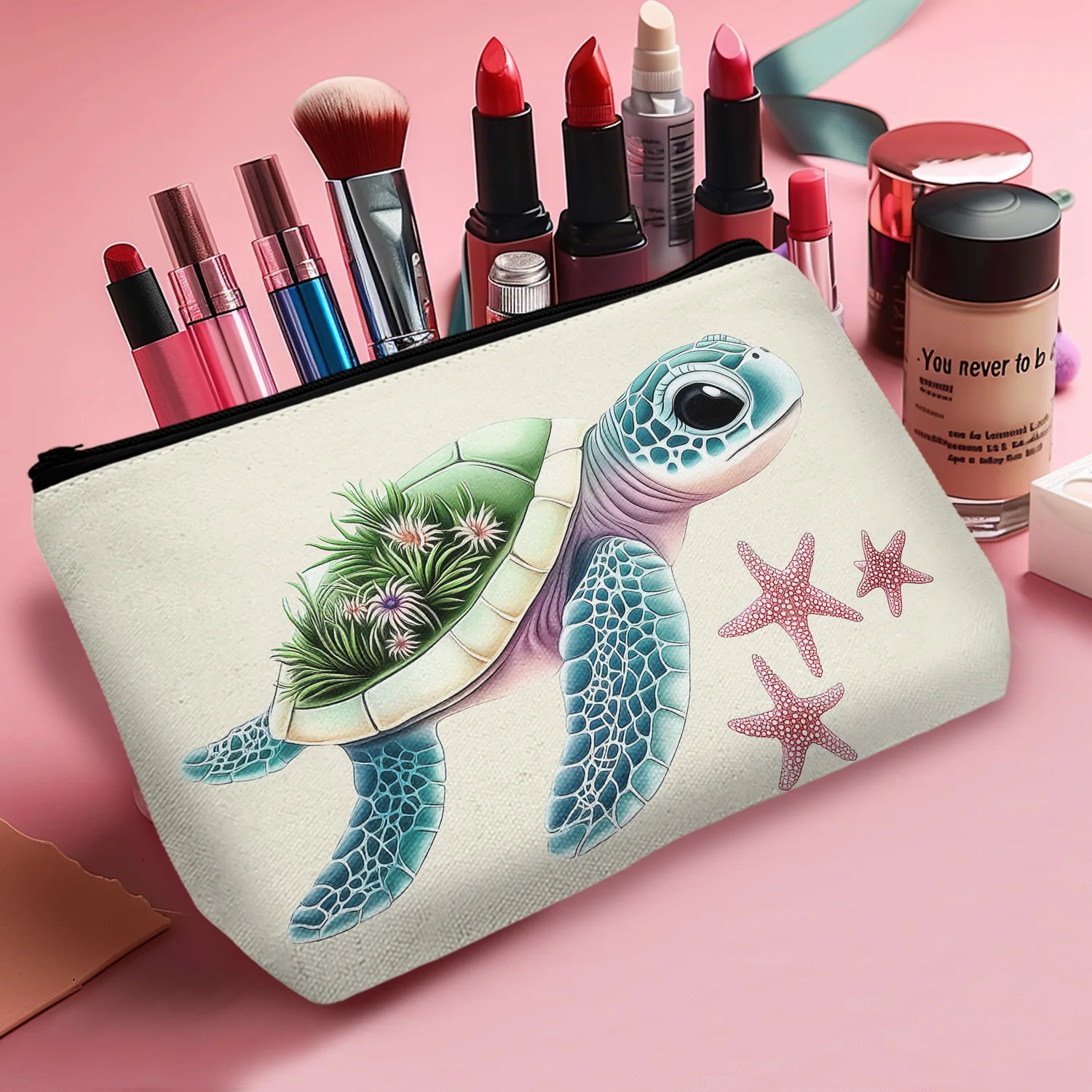 1Pc Cute Sea Turtle Printing Cosmetic Bag Makeup Bags Cute Travel Bag Birthday Gifts Friend Gifts For Women Travel Essential