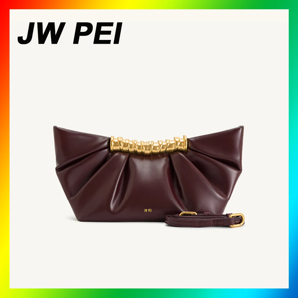 

JW PEI Pleated Clutch Leia Metal Fashion High Feeling Bag 2025 Spring Summer New Evening Clutch Women