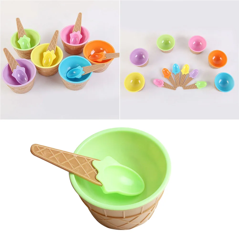 

1pc Ice Cream Bowl Set Plastic Bowls for Dessert Sundae Yogurt Gelato Party Baby Shower Everyday Use Kitchen Barware
