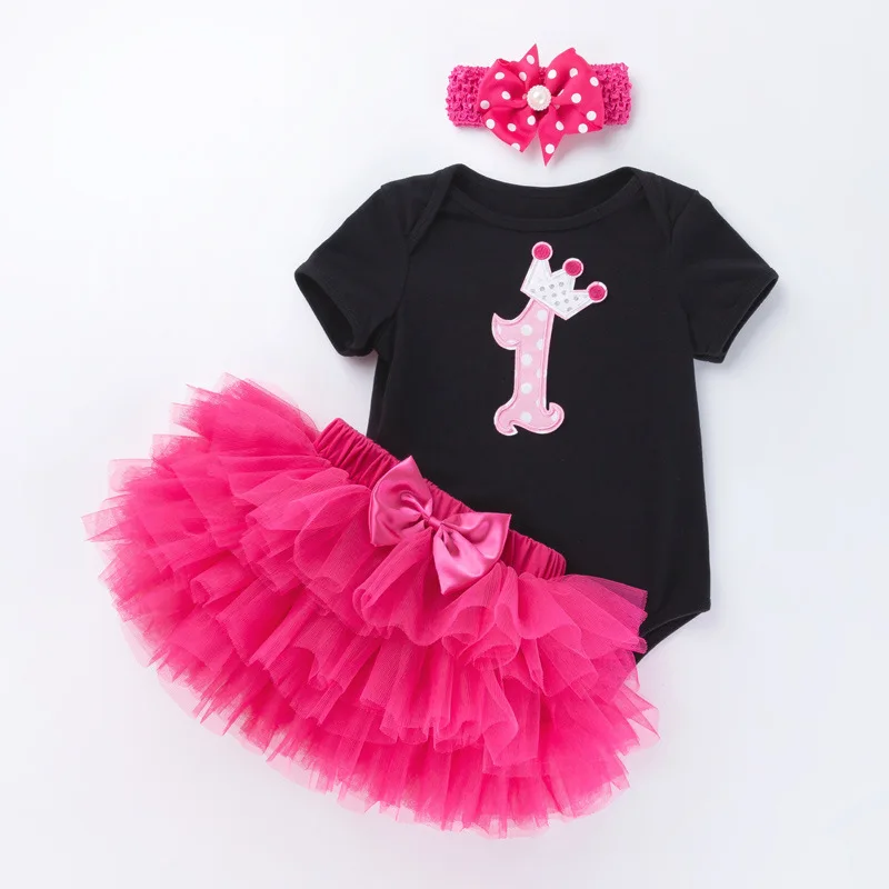 

My First Birthday Outfit Baby Girl Black Bodysuit Cake Smash Skirt Headband Sweet Baby Girl One Year Birthday Party Clothes