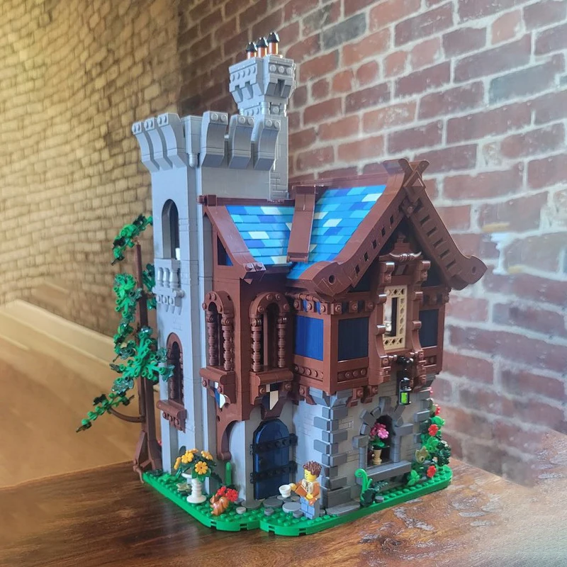 5625PCS Moc medieval castle house building pottery shop model DIY assembly building blocks toys children's holiday gift