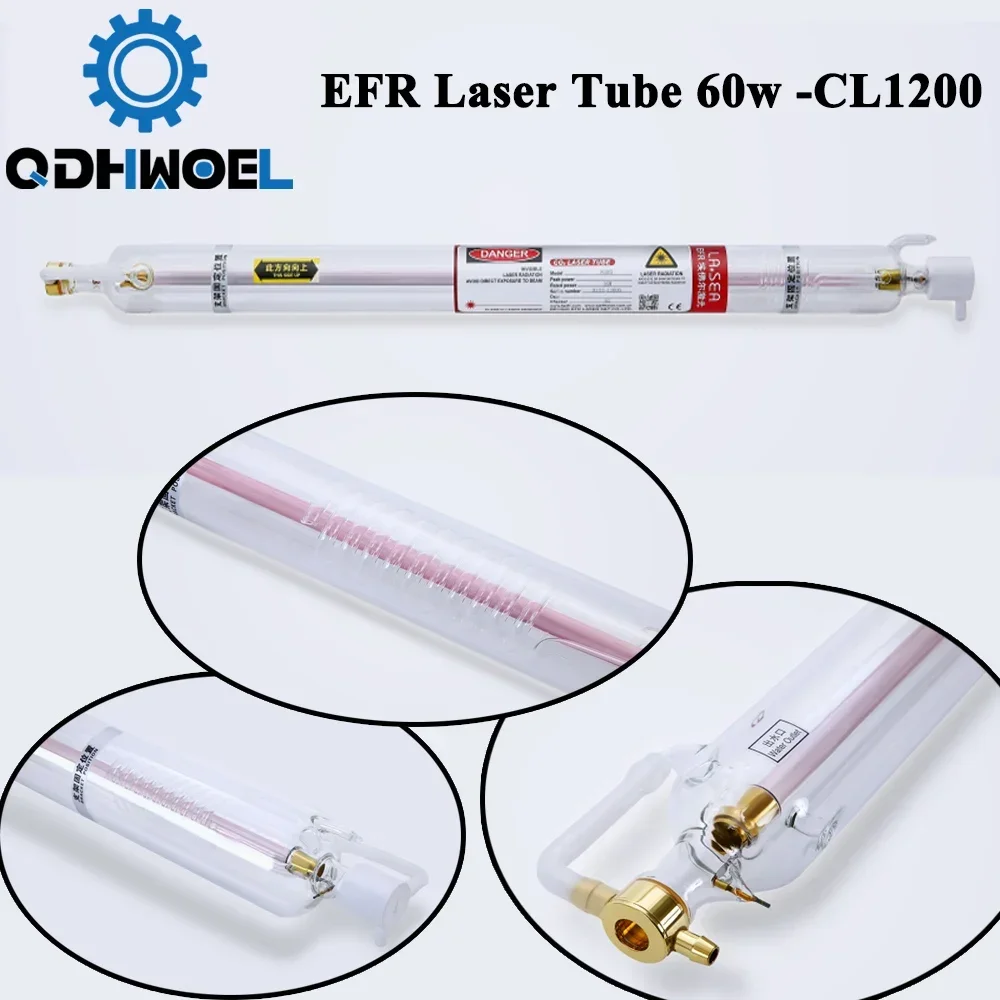 Tubo in vetro laser Co2 QDHWOEL EFR 1200CL 60W per macchina per incisione e taglio laser Co2