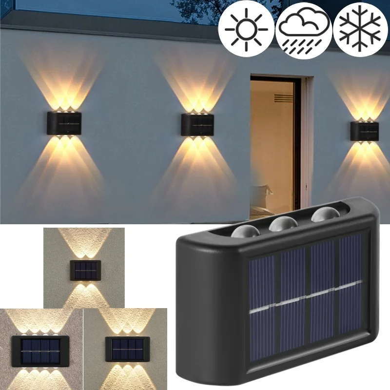 

Outdoor Solar LED Wall Lights Waterproof Led Solar Lamp Up And Down Luminous Lighting For Garden Balcony Yard Street Decor Lamps