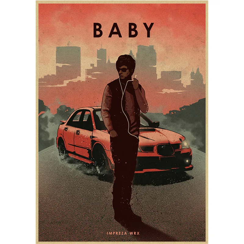 Classic movie protagonist man and car poster decorative painting home cafe bar kraft paper poster
