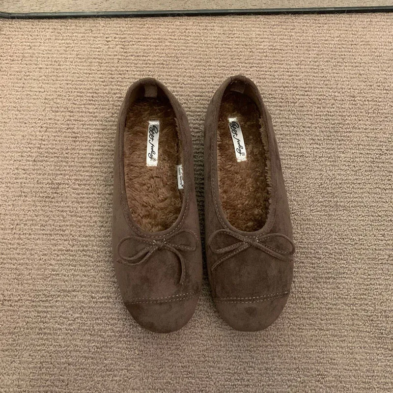 Modische Ballerinas mit runder Spitze für Damen, warme, lässige Damenschuhe, Pelzschuhe für Damen, neues Schuhwerk – Detail 2