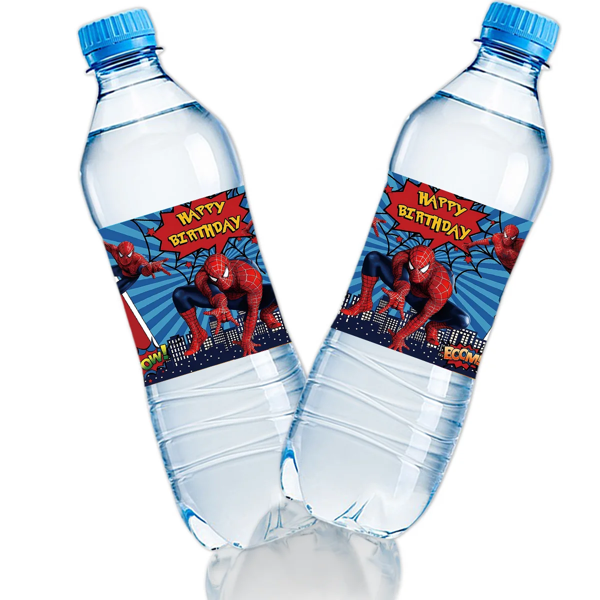 Autocollants d'étiquette de bouteille d'eau SpiderMan, décoration de fête d'anniversaire, fournitures de fête préChristophe, Avenger Smile Hero, jouet cadeau, chaud