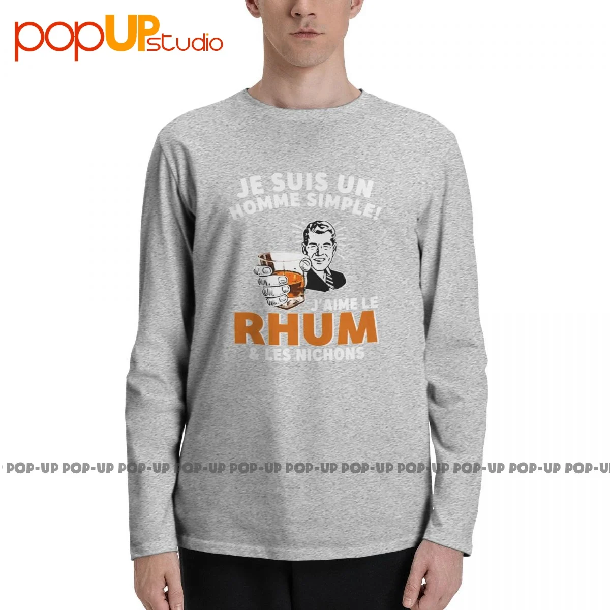 Je Suis Un Homme Simple J'Aime Le Rhum & Les Nichons Long Sleeve T-Shirts T-shirt Tee Gift Hipster