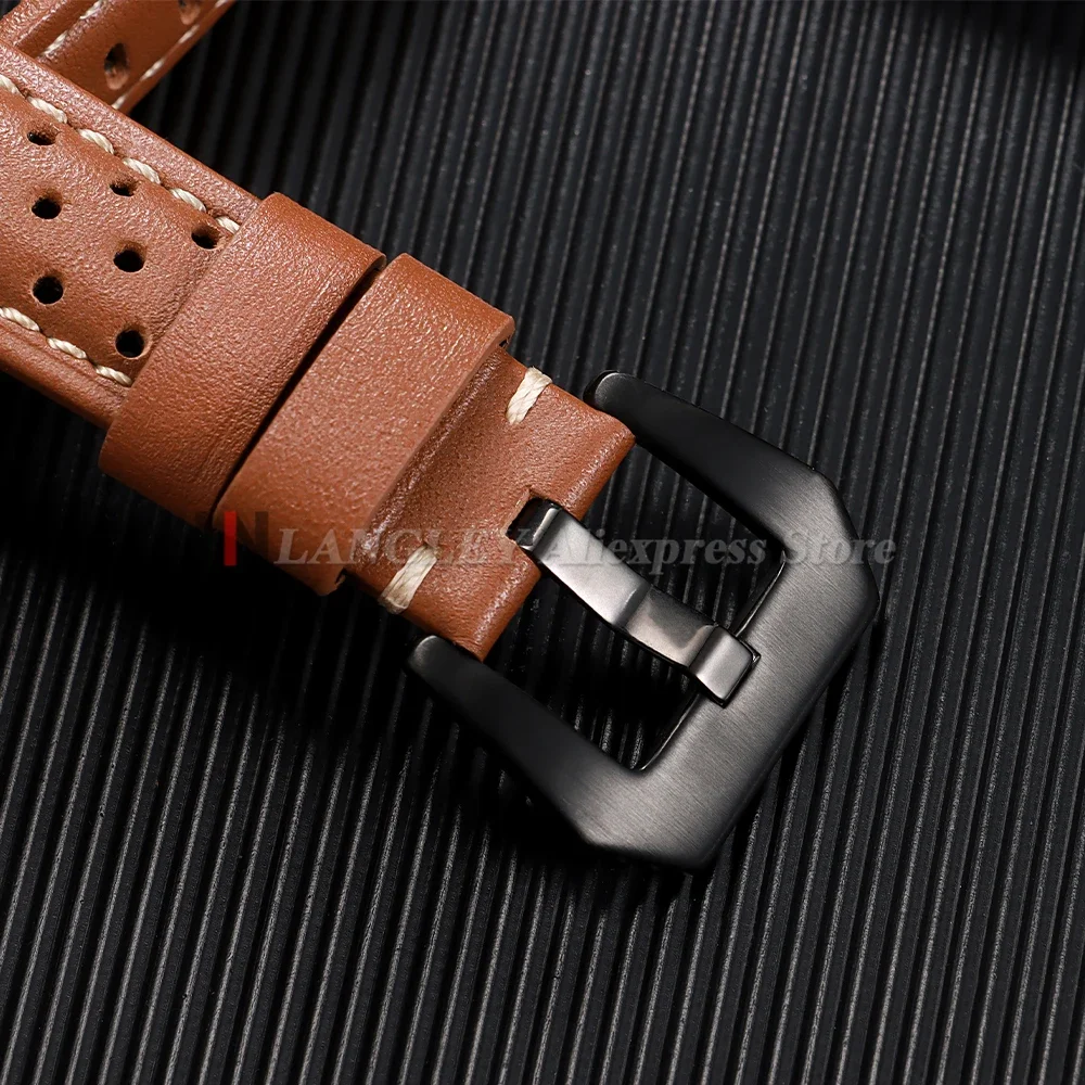 ヴィンテージハンドメイド腕時計ストラップ 18mm 20mm 22mm 24mm 26mm パネライ用 レザーストラップ メンズ レディース ブラウン グレー 通気性 多孔質 ウォッチバンド