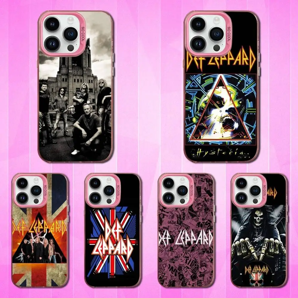 

Hot D-Def L-Leppard Band Phone Case For iPhone 16,15,14,13,12,11,Mini,Pro,SE,MAX Pink Matte Silicone Cover