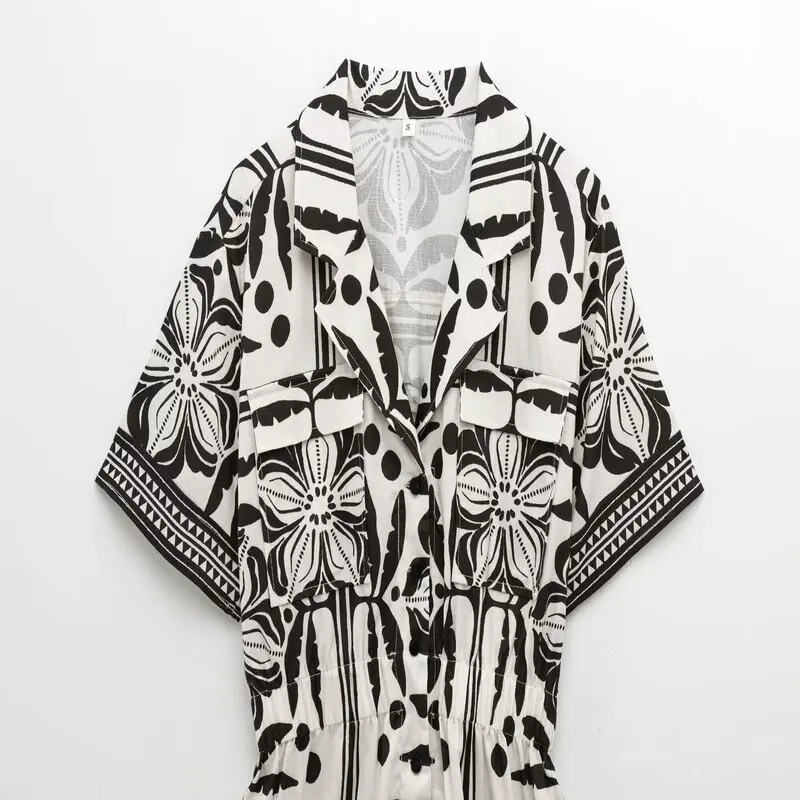 Setelan Terusan Wanita Motif Bunga Serbaguna untuk Liburan Musim Semi 2025, Model Sle Rer orts, 282074, Kasual Modis, Pinggang Sedang