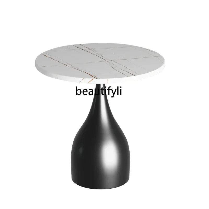 

FG11Italian Sofa Side Table Mild Luxury Marble Living Room Corner Table Creative Design Sense Stone Plate Small round Table