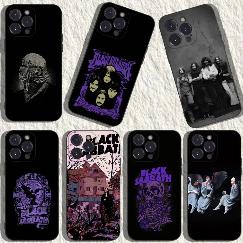 

B- Black S-Sabbath Phone Case For iPhone 17,16,15,14,13,12,11,Plus,Pro Max,XS,X,XR,SE,Mini,8,7,Soft Silicone Black Cover