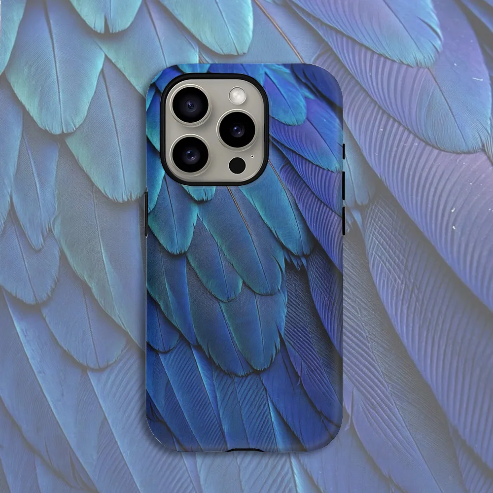 Blue Parrot Feathers Phone Case for Samsung Galaxy S20 S23 S24 S25 S26 FE Plus Ultra Edge 4G 5G Luxury Double-layer Back Cover
