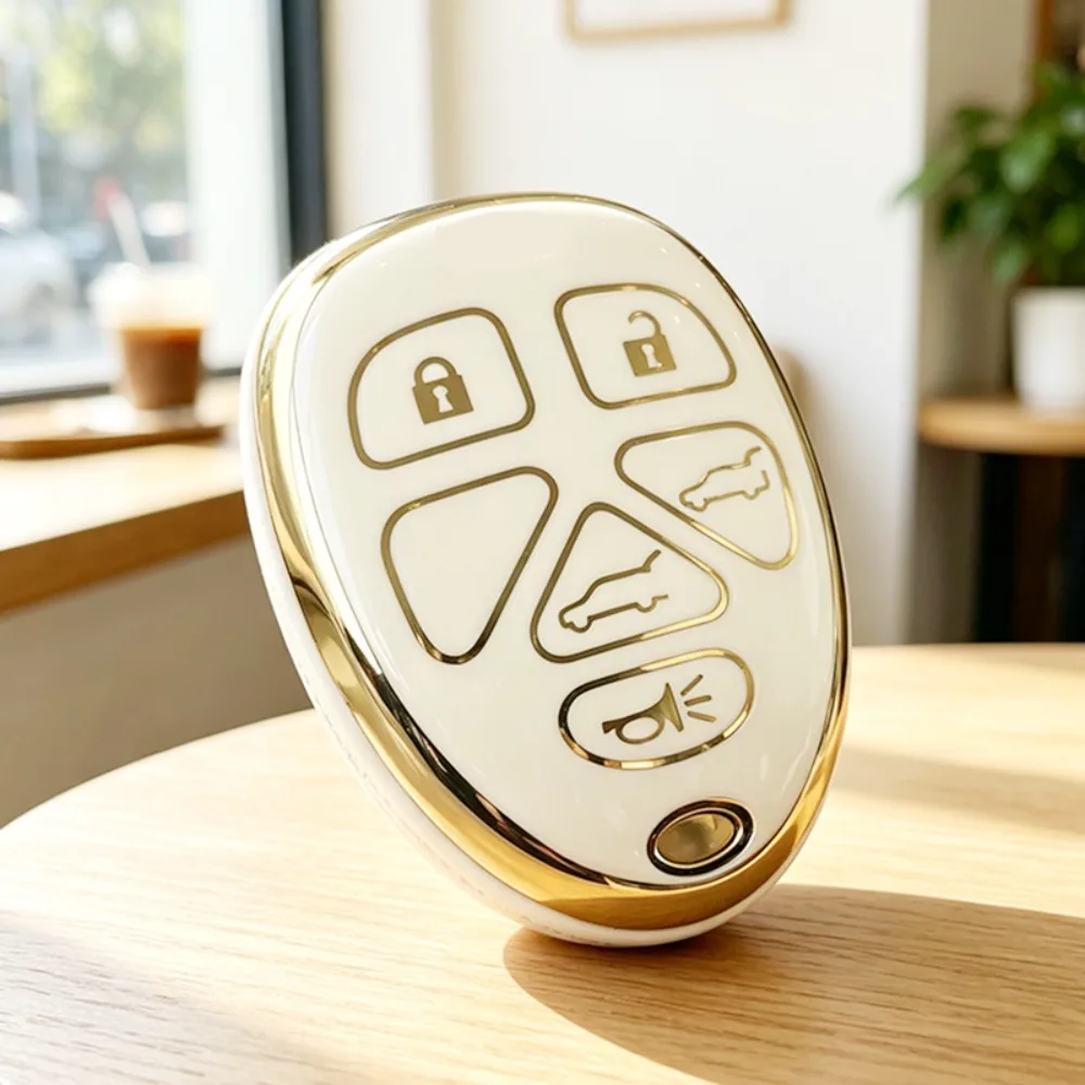 5Button TPU Remote Control Entry Car Key Fob for Buick for Chevrolet Cadillac GMC Saturn Tahoe Traverse Yukon Protector Keychain