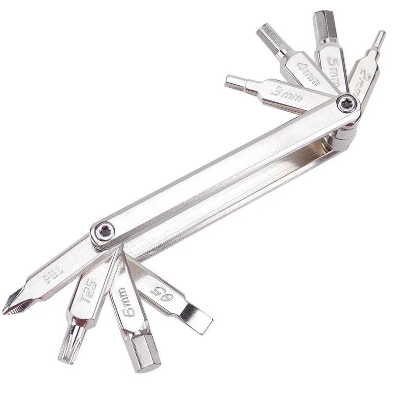 8-in-1 Fahrrad-Reparaturwerkzeug-Set Motorrad MTB Rennrad Schraubendreher-Set Faltbarer Sechskant-Speichenschlüssel Mountainbike Rennrad Werkzeug-Set – Detail 15