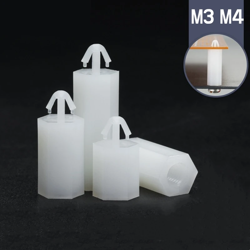 

5~30pcs M3 M4 White Nylon Spacing Screw For PCB Board Thickness of 1.0-1.8mm Hex Push-in Nylon Post Fixed Standoff Spacer Pillar