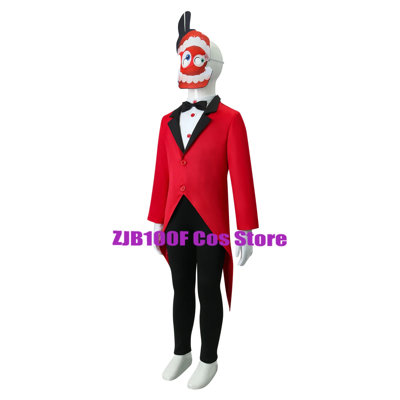 Caine Cosplay Anime The Amazing Digital Circus Cosplay Costume Uniform Red Trench Mask Suit Halloween Party Stage Play Outfit