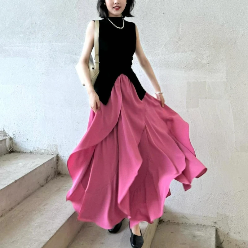 

Summer Fashion Temperament A Complete Set of New Royal Sister Tops with High-end Irregular Skirts Two-piece Suit Two-piece Suit