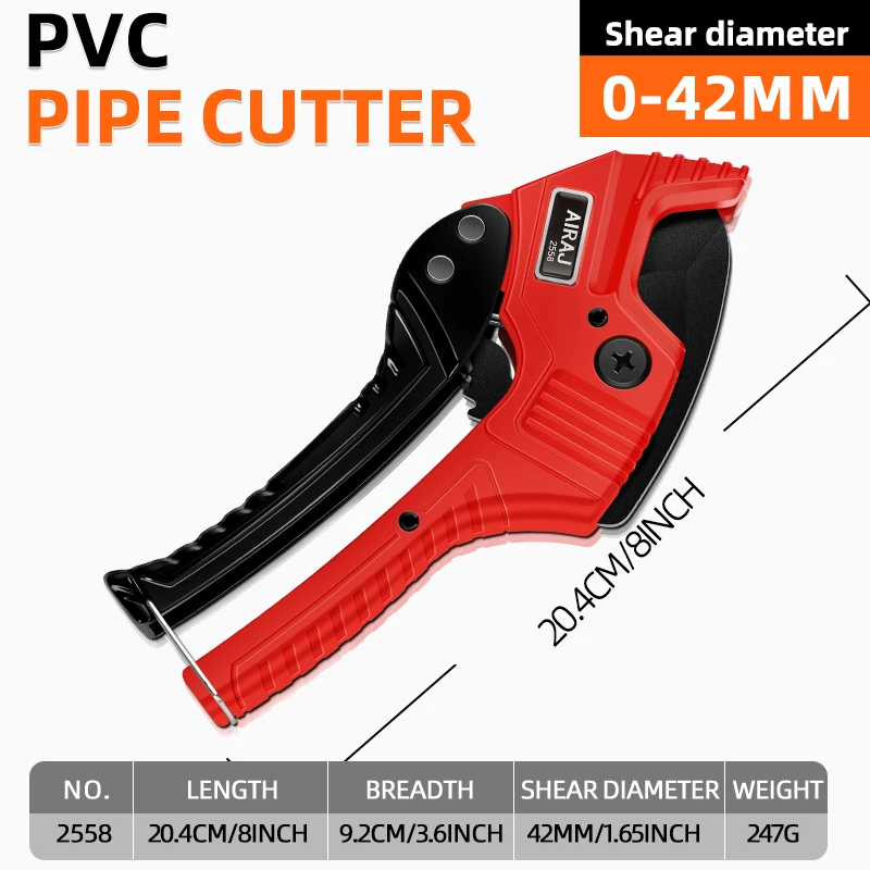 AIRAJ 42MM Pipe Cutter Professional PVC/PPR/PU/PE Hose Plastic Pipe Scissors Wire Hot Melt Pipe Plumber Work Cutting Hand Tools