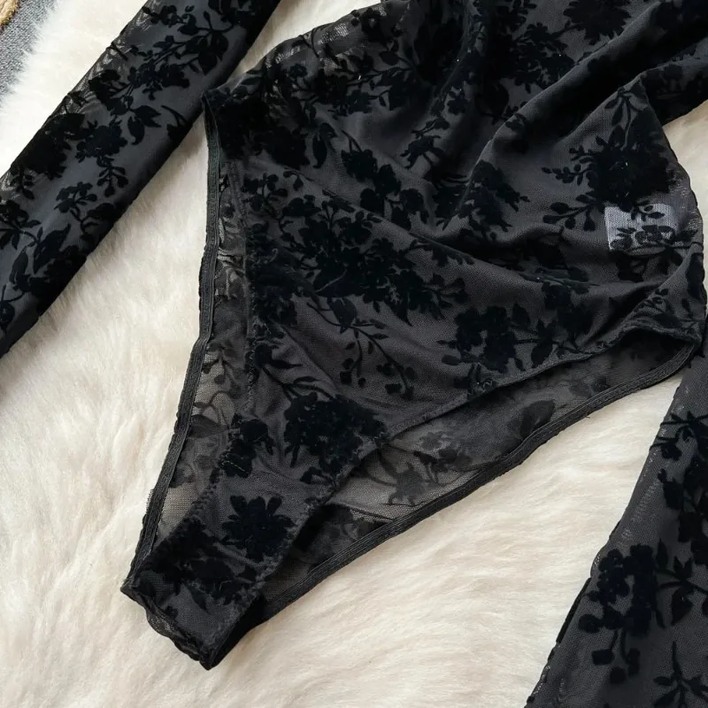 Jumpsuits for Women 2023 Lace O-neck Slim Rompers Female Korean Style Embroidery Sexy Bodysuit Summer Dropshipping