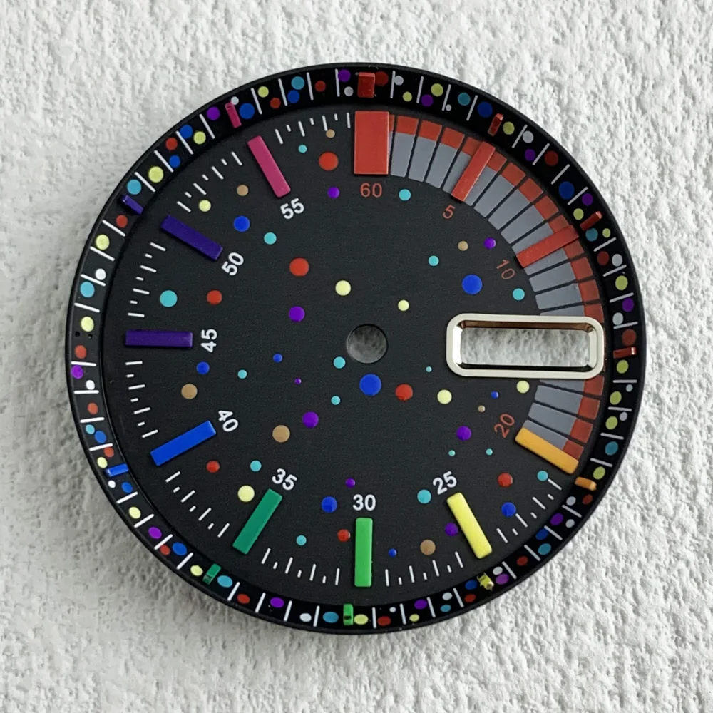 New NH35 dial 28.5mm Watch Dial for SKX007 Double Calendar Modified Dial for NH36/4R36 Movement NH35 Rainbow dial image 3
