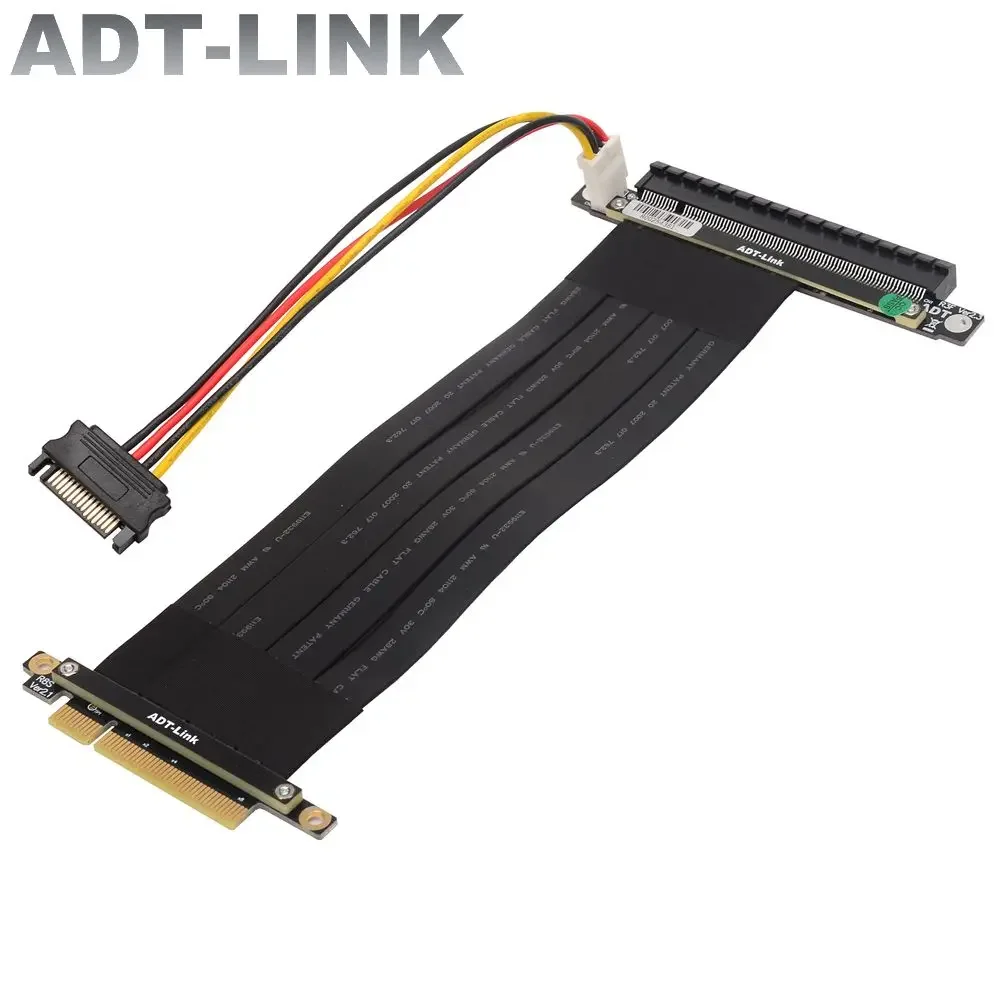 

ADT-Link PCIe x8 to x16 Full Speed PCI-E Riser Cable 4P Sata Power RTX 3060 Graphics Video Card GPU BTC Mining Cable ATX PC Case