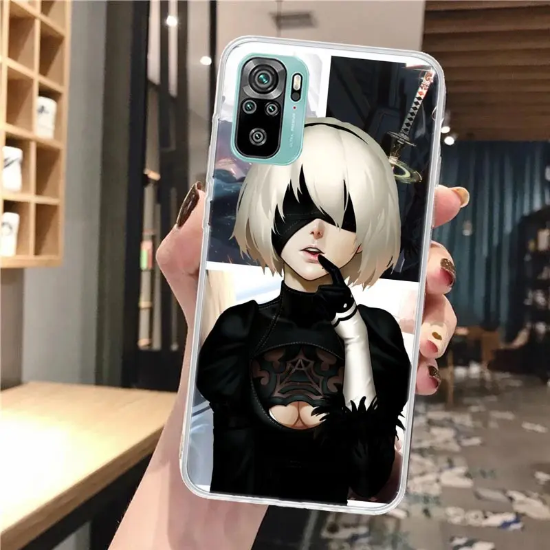 2B Nier Automata Anime Soft Phone Case For Xiaomi Redmi Note 12 12S 13 11 11S 10 Pro 10S 11T 9 9S 8T 8 11E Plus 7 Pattern Cover