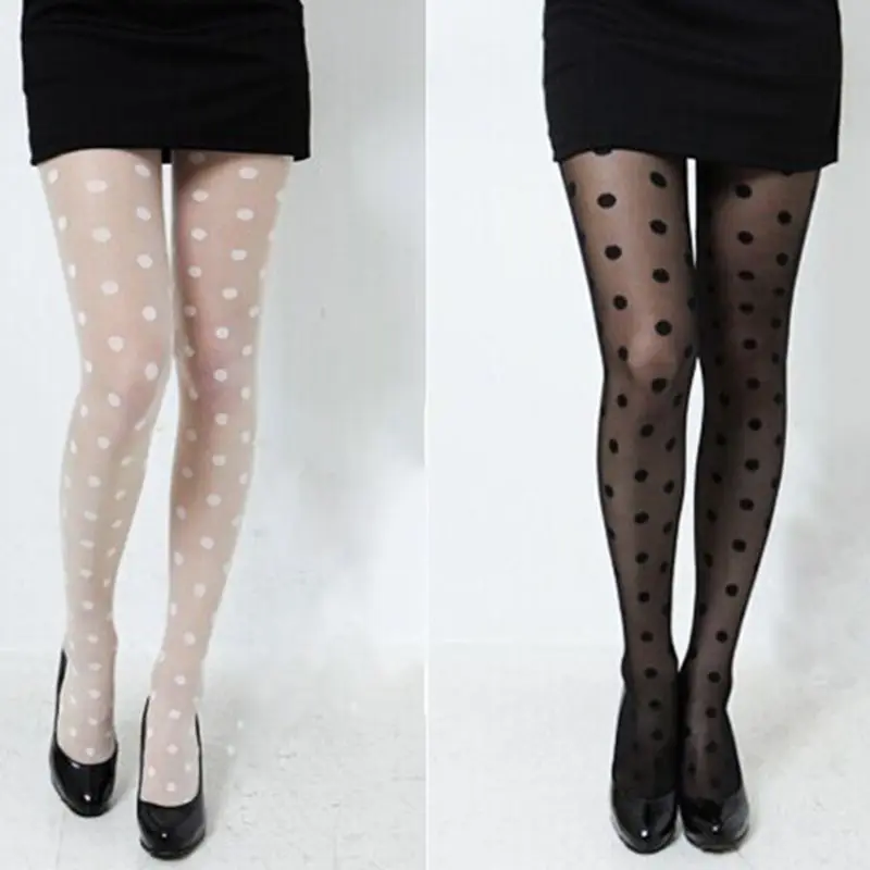 Women Sweet Girls Acrylic Fiber Thin Pantyhose Sexy Perspective Large Polka Dot