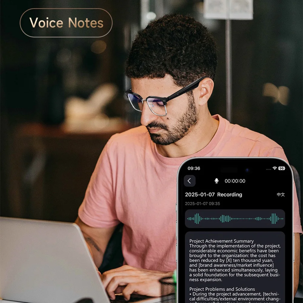 الرجال النساء AI بلوتوث مكالمة صوتية نظارات ذكية الحوار الذكي ترجمة الفيديو مساعد صوتي نظارات شمسية مقاومة للماء #5