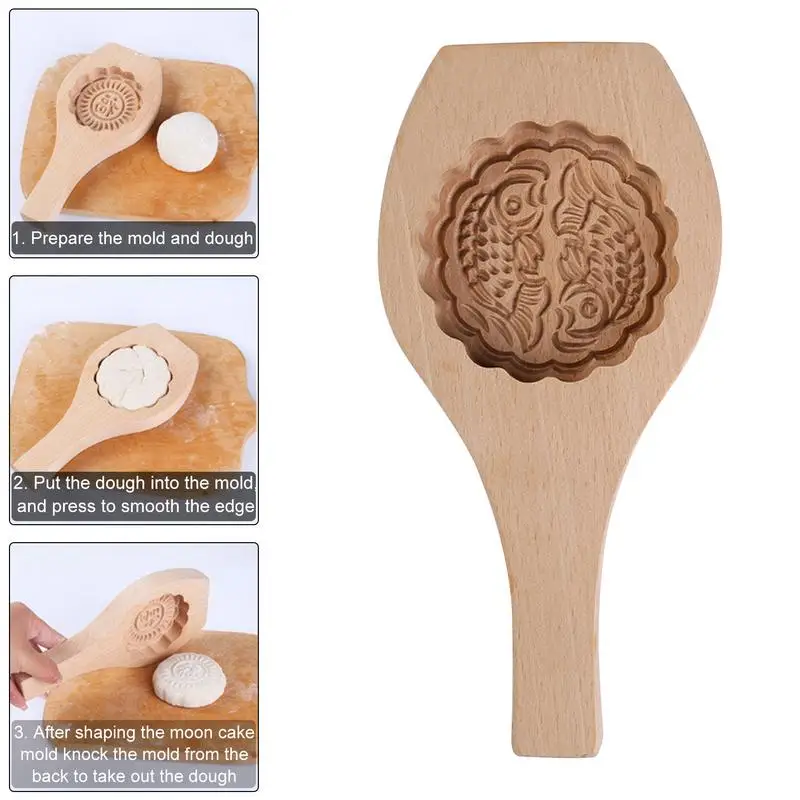 Wood Cookie Stamp Chinese Mooncake Mold Portable Handmade Baking Mold For Muffin Mooncake Cookie Biscuit Chocolate Pumpkin Pie