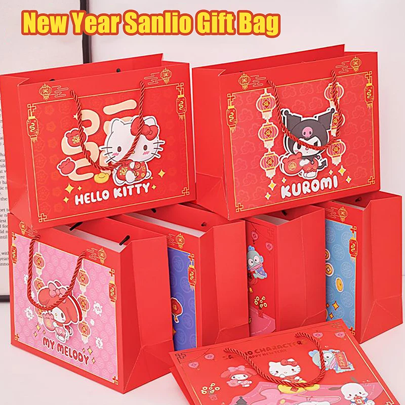 Sanrio New Year Gift Bag Handbag Kuromi Hello Kitty My Melody Candy Biscuit Wrapping Pouch Storage Bags Gift Packaging Bags