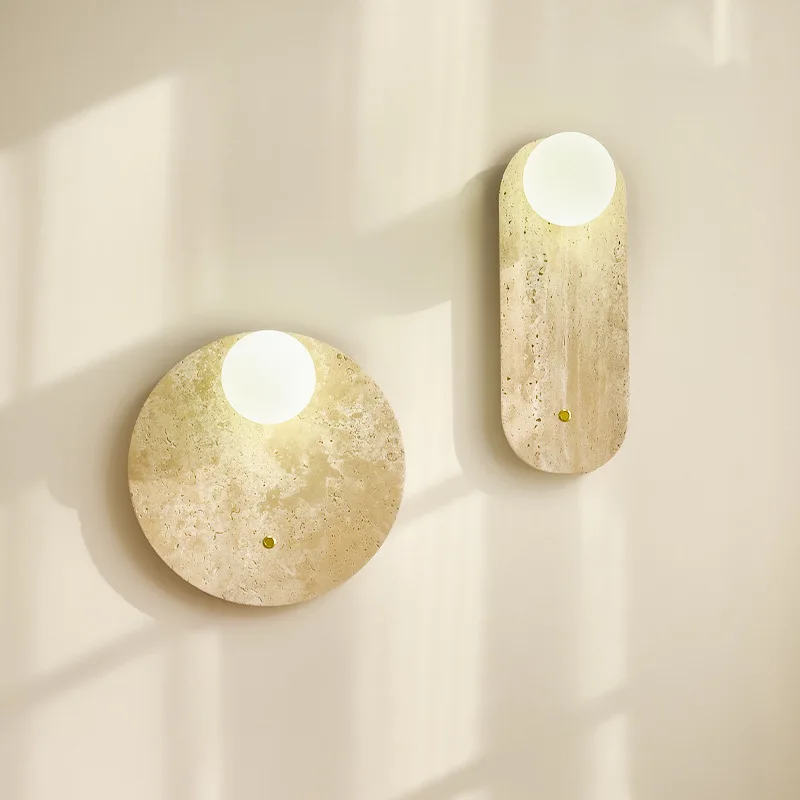 Japanese Wabi Sabi Style Decorative Wall lamp Nordic Apartment Bedroom Sconce Living Room Background Natural Stone Wall Lights