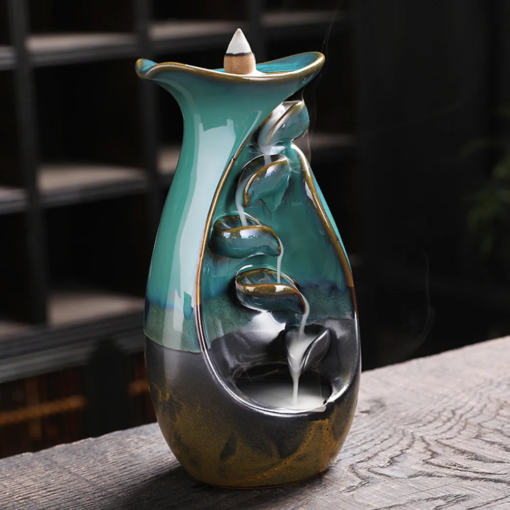 

Backflow Incense Burner Ceramic Censer Desktop Decoration for Home Bedroom Study Yoga Aromatherapy Holder