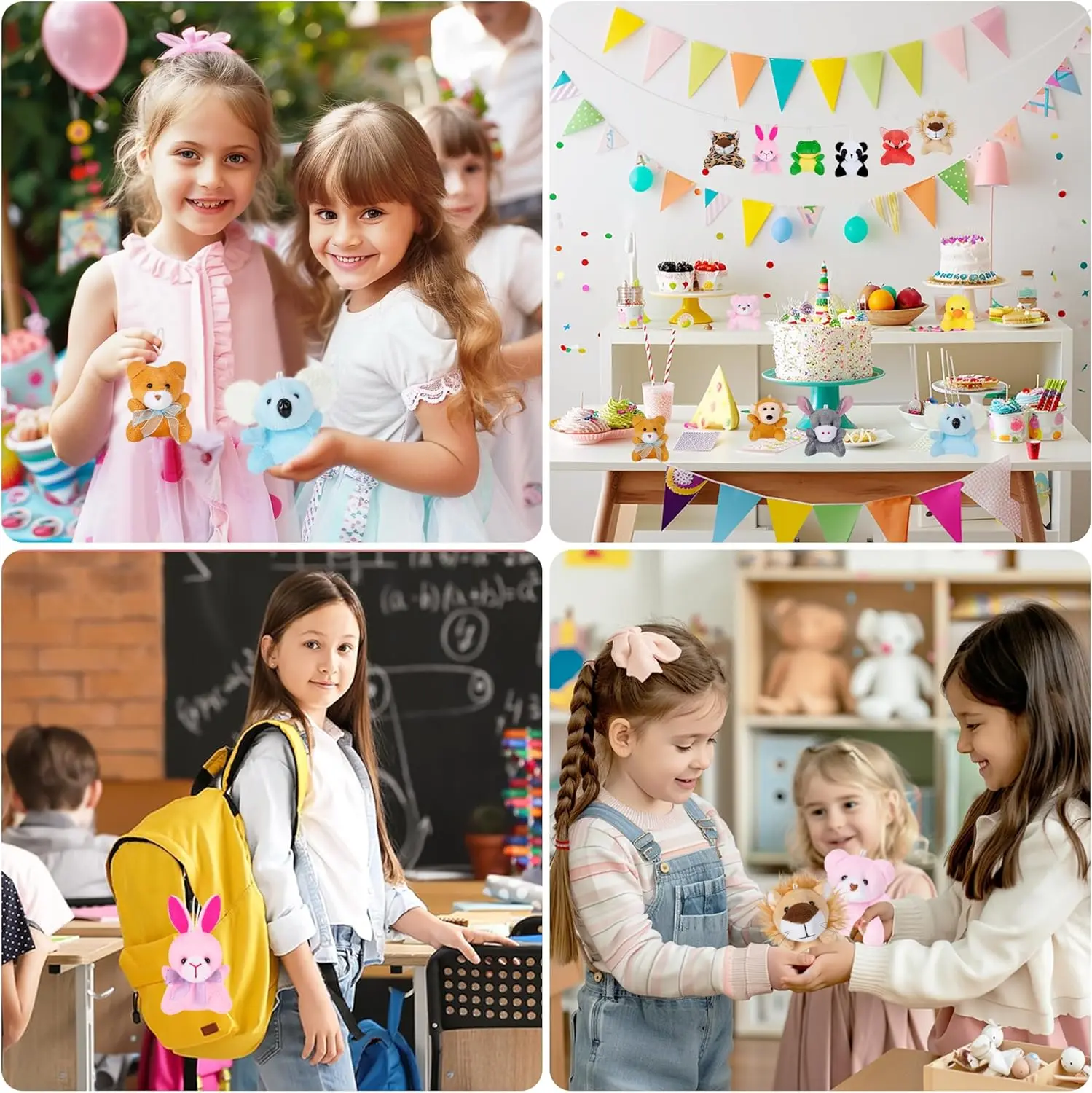 ตุ๊กตาสัตว์ขนาดเล็ก 12 ชิ้น ของชำร่วยงานปาร์ตี้ ของเล่นตุ๊กตาสำหรับเด็ก พวงกุญแจ รางวัลงานรื่นเริง ของขวัญวันวาเลนไทน์ วันฮาโลวีน วันคริสต์มาส