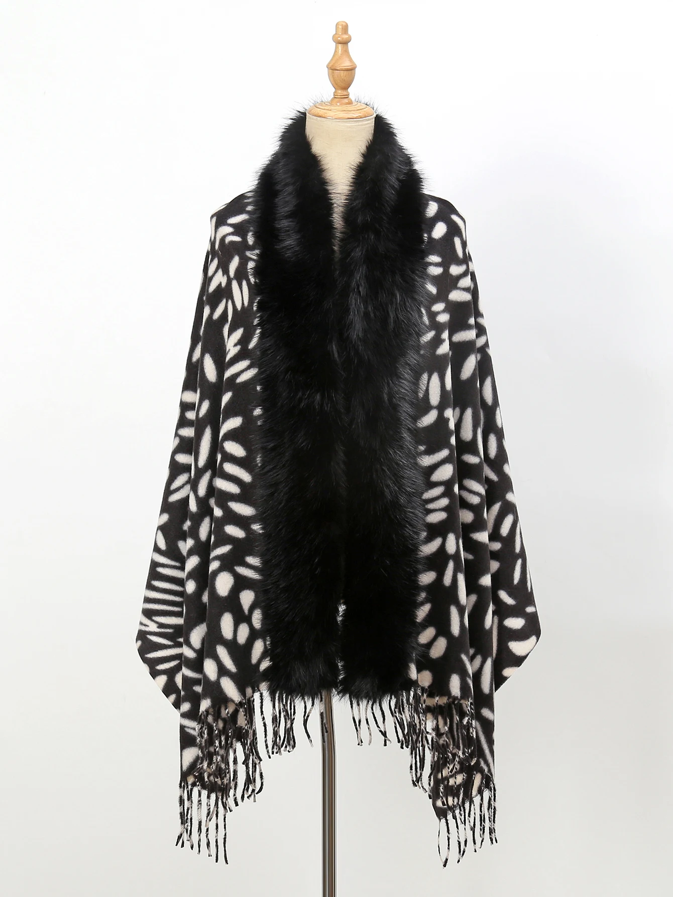 New fashionable imitation cashmere leopard print fur collar shawl, casual, soft and warm women\'s tassel scarf shawl