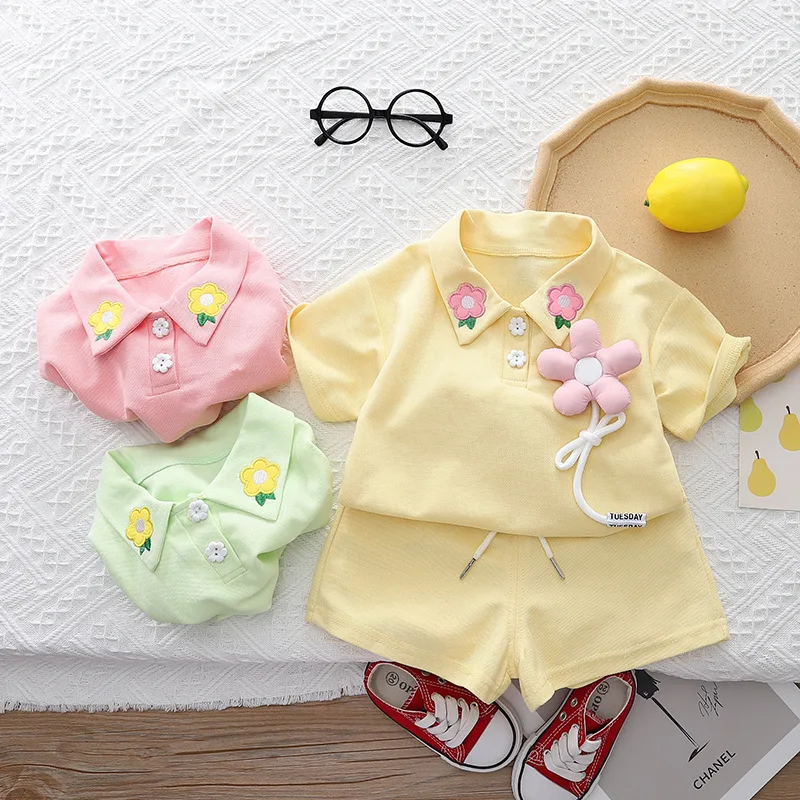 

Children's Girls' Clothing Sets Summer New Baby Girls' Clothing Short Sleeve T-shirt+Pants Dress 2Piece Children's Clothing suit