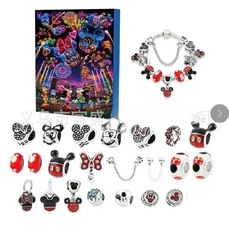 Navidad Halloween nuevo pegatina pulsera estilo caja de regalo embalaje joyería 24 rejillas caja ciega juguete de dibujos animados figura embalaje