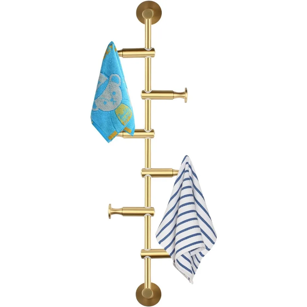 

Wall Mounted Brass Coat Rack with 6 Hooks Modern Minimalist & Upright Coat Rack for Entryway Bedroom Coats Scarfs Bag Hat Umbrel