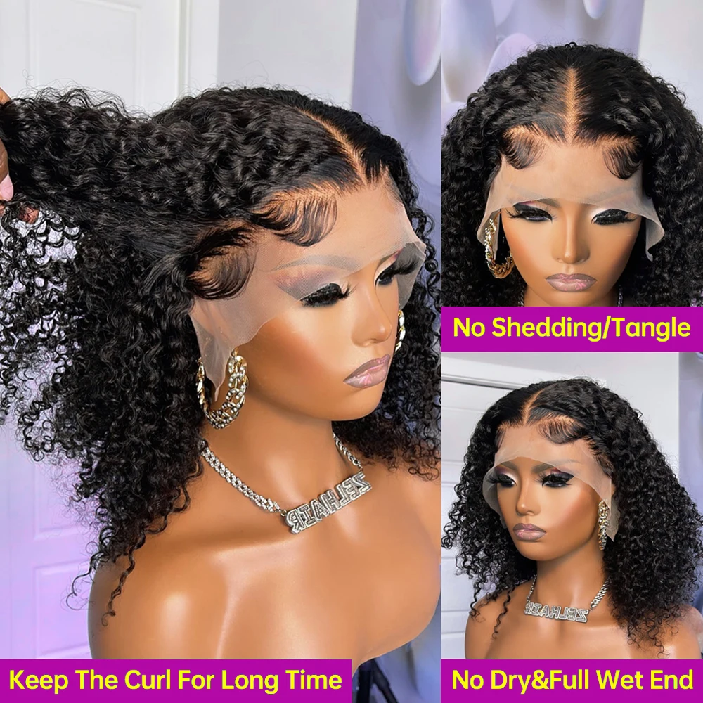 Brazilian Short Bob 13X4 13X6 Lace Frontal Human Hair Deep Wave HD Transparent Lace Front Curly 4X4 Glueless Lace Wigs For Women