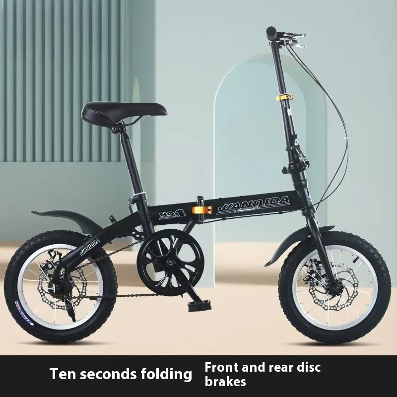Neues Klappfahrrad12Kleines Fahrrad für Männer und Frauen, Studenten mit Scheibenbremse, tragbar und ultraleicht, variable Geschwindigkeit