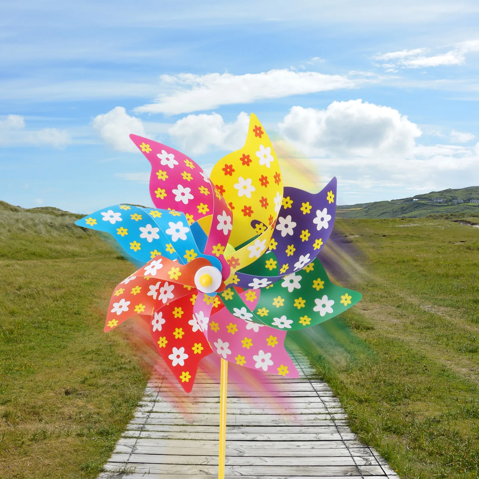 10Pcs Colorful Windmill Cartoon Outdoor Scene Ornament Decorative Spinner Yard Decor Lovely Pinwheel Outdoor