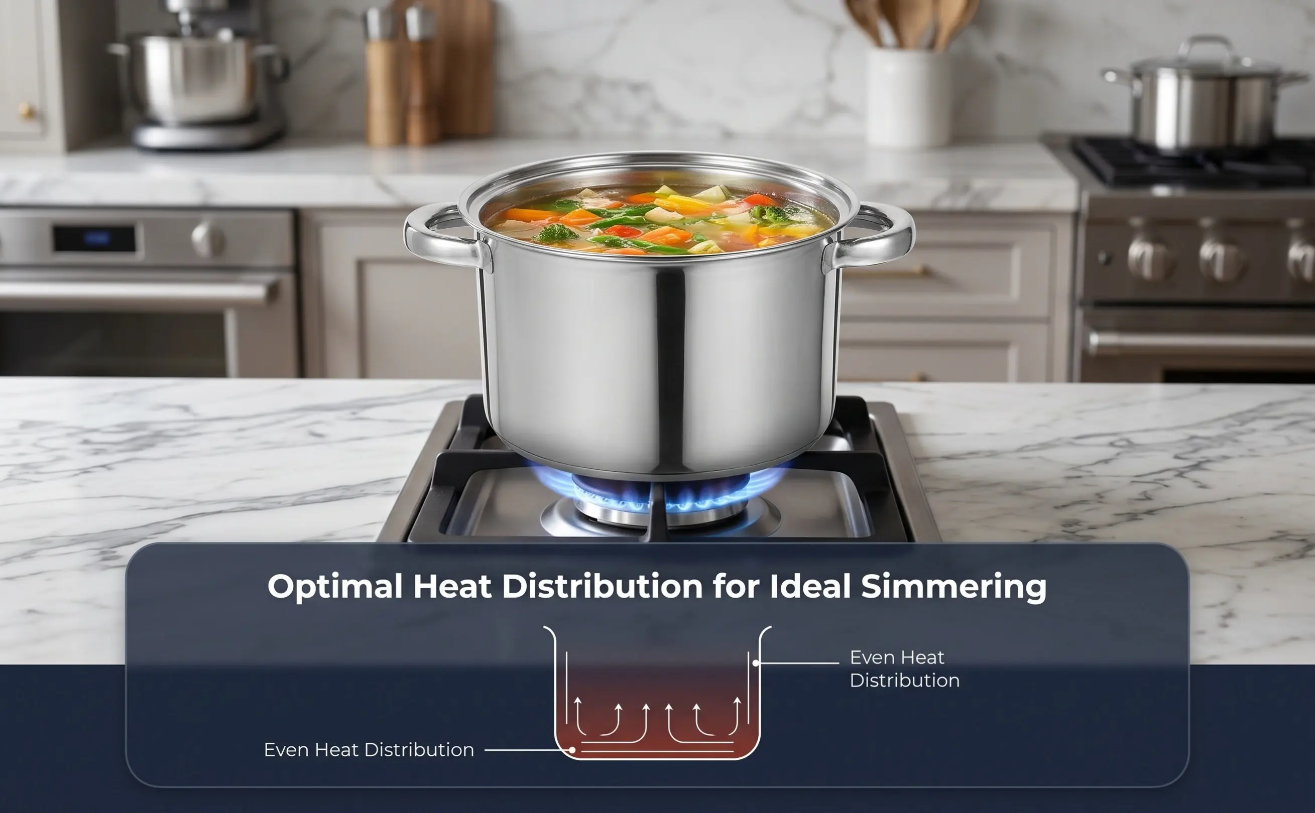 Heavy Duty Stainless Steel Stock Pot 18 Cm Dual Handle Round Shape for Home Cooking Soup Boiling Broth Making Hot Pot Induction