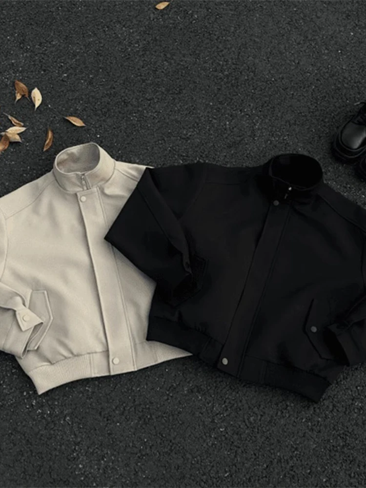 

Cleanfit American Retro Stand Collar Open Cardigan Jaet Men's Spring Autumn ort Simple High Sensation Pilot Coat