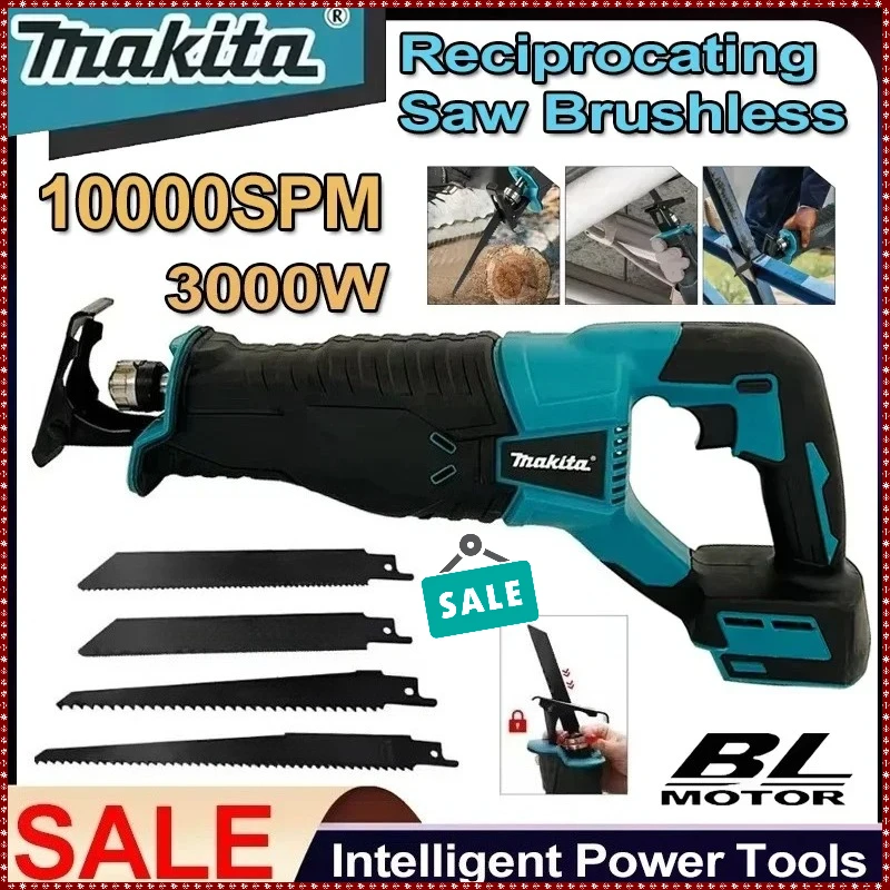 

Бесщеточная сабельная пила Makita, портативный аккумуляторный электроинструмент с 4 пильными полотнами для аккумуляторов Makita