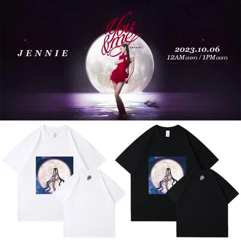 

BP JENNIE YOU&ME Album Printing T Shirt Women Casual Cotton Same Style Short High Quality Nylon Cotton Casual O-Neck Loose Tops